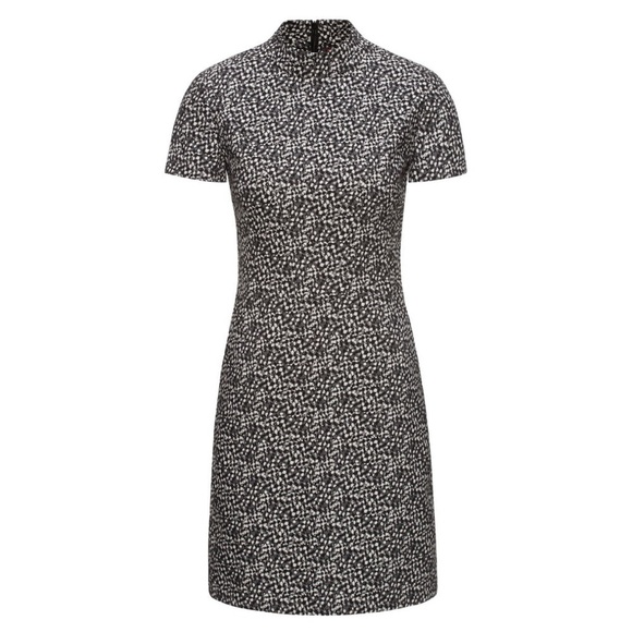 Hugo Boss Kirsi Turtle Neck Patterned Dress Short Sleeve Sheath - Picture 1 of 13